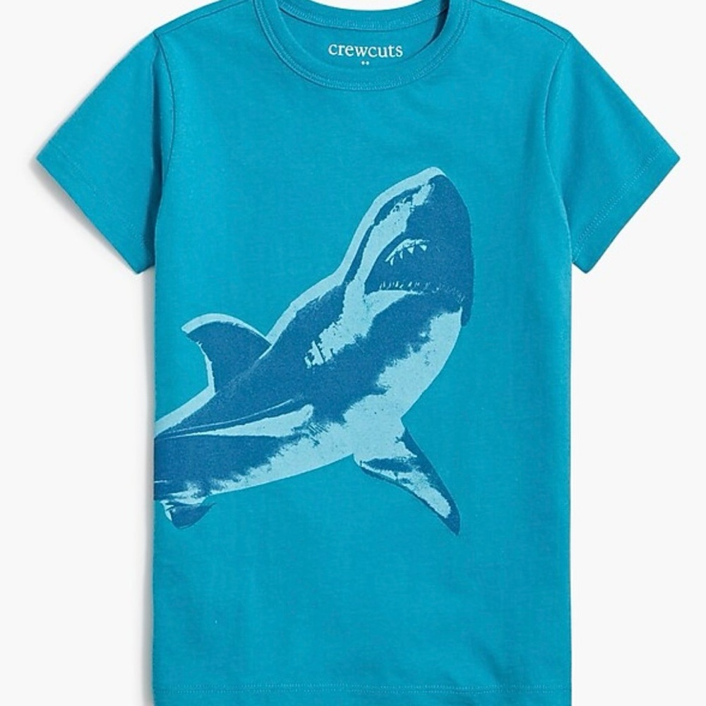 J Crew Crewcuts Shark T-Shirt Boy's XXS 2-3 Graphic Tee Blue NWT